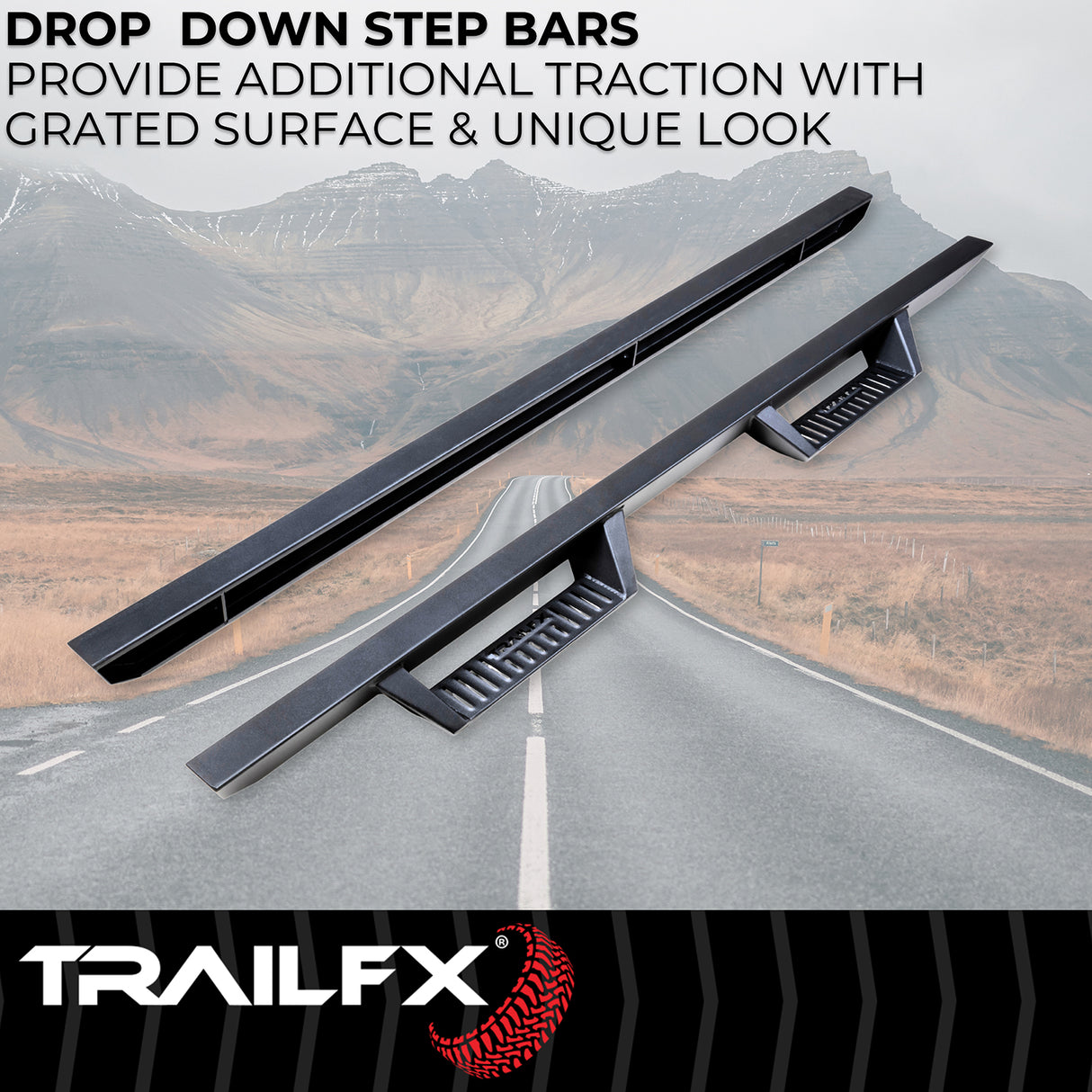 Drop Down Hoop Step Bars For Ford F150-350 Crew Cab (DHS009B)