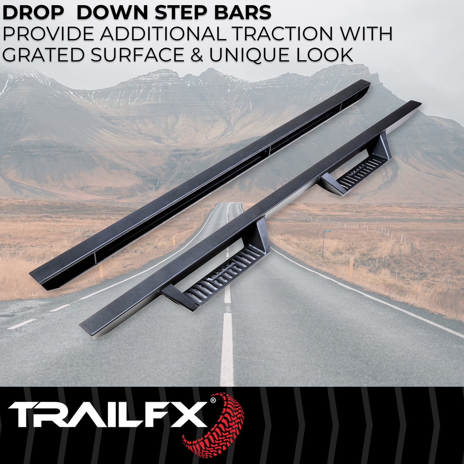 Drop Down Hoop Step Bars For Ford F150-350 Crew Cab (DHS009B