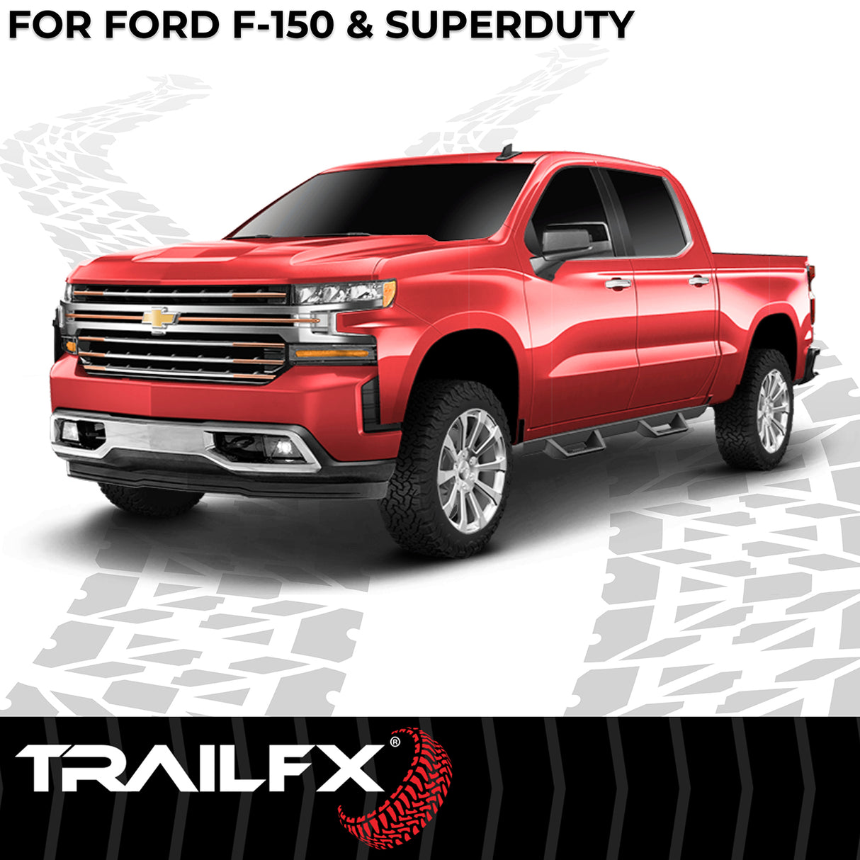 Drop Down Hoop Step Bars For Ford F150-350 Crew Cab (DHS009B)