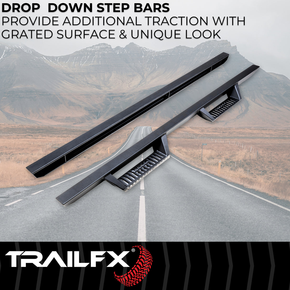 Drop Down Hoop Step Bars For RAM 1500 Quad Cab (DHS017B)