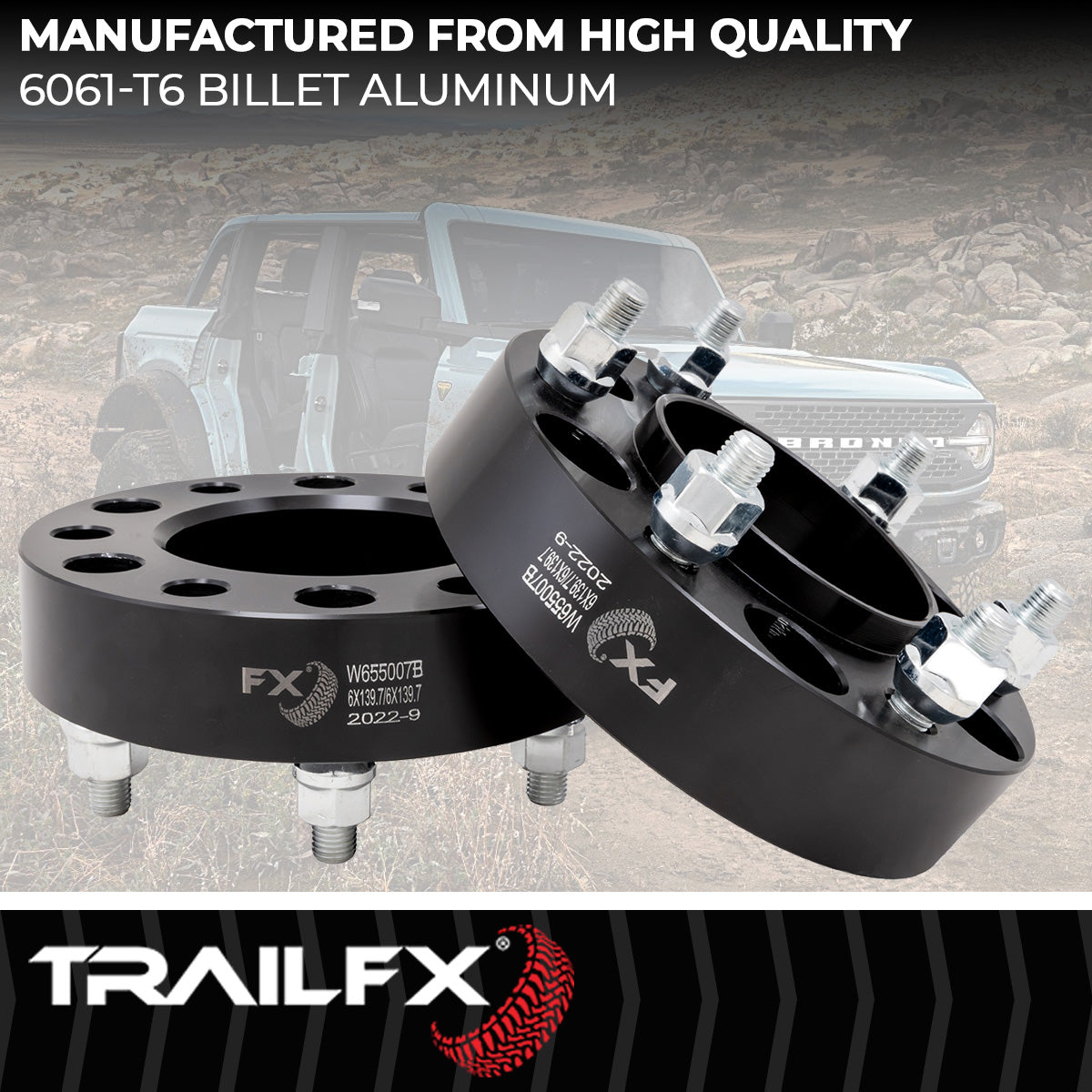 Hub Centric Wheel Spacer for Ford- Black Anodized (W655007B)